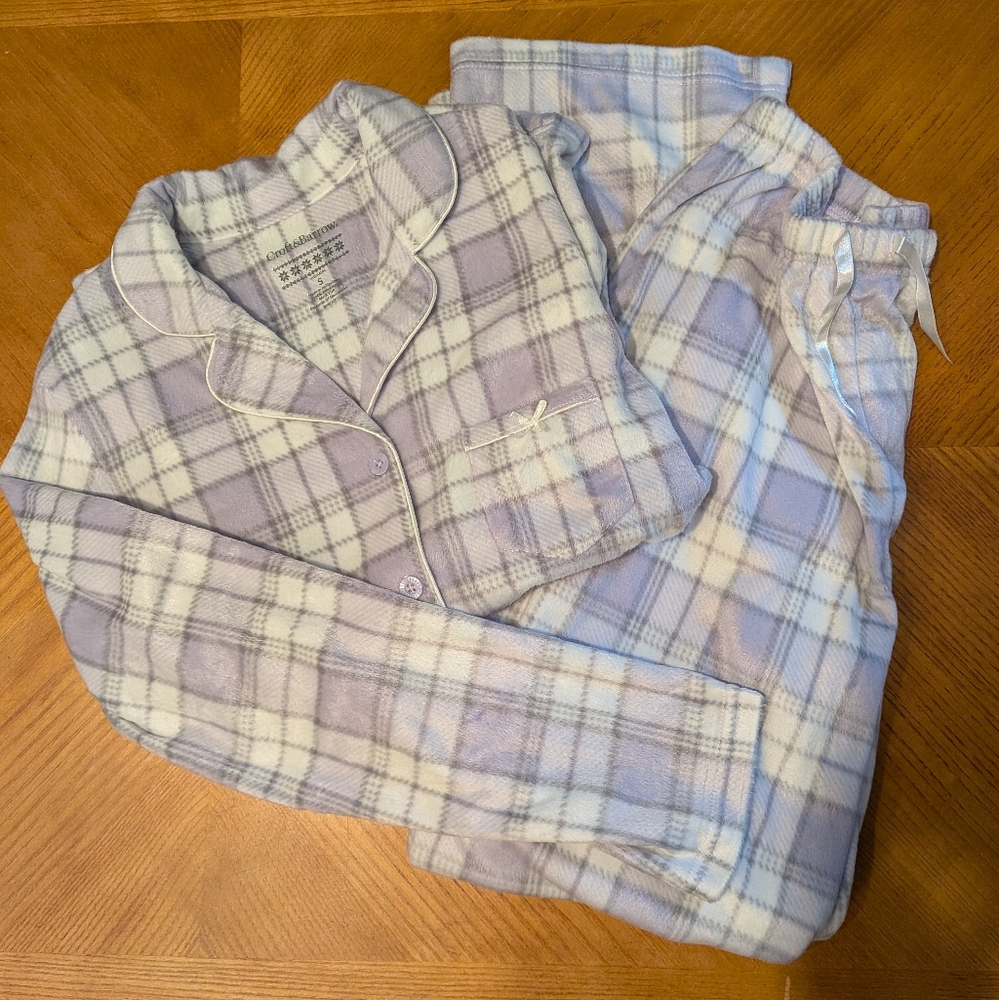 NWOT Croft & Barrow Pajama Set in Lavender and White Plaid - Picture 1 of 9
